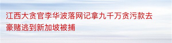 江西大贪官李华波落网记拿九千万贪污款去豪赌逃到新加坡被捕