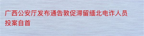 广西公安厅发布通告敦促滞留缅北电诈人员投案自首