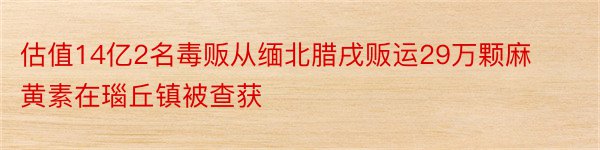 估值14亿2名毒贩从缅北腊戌贩运29万颗麻黄素在瑙丘镇被查获